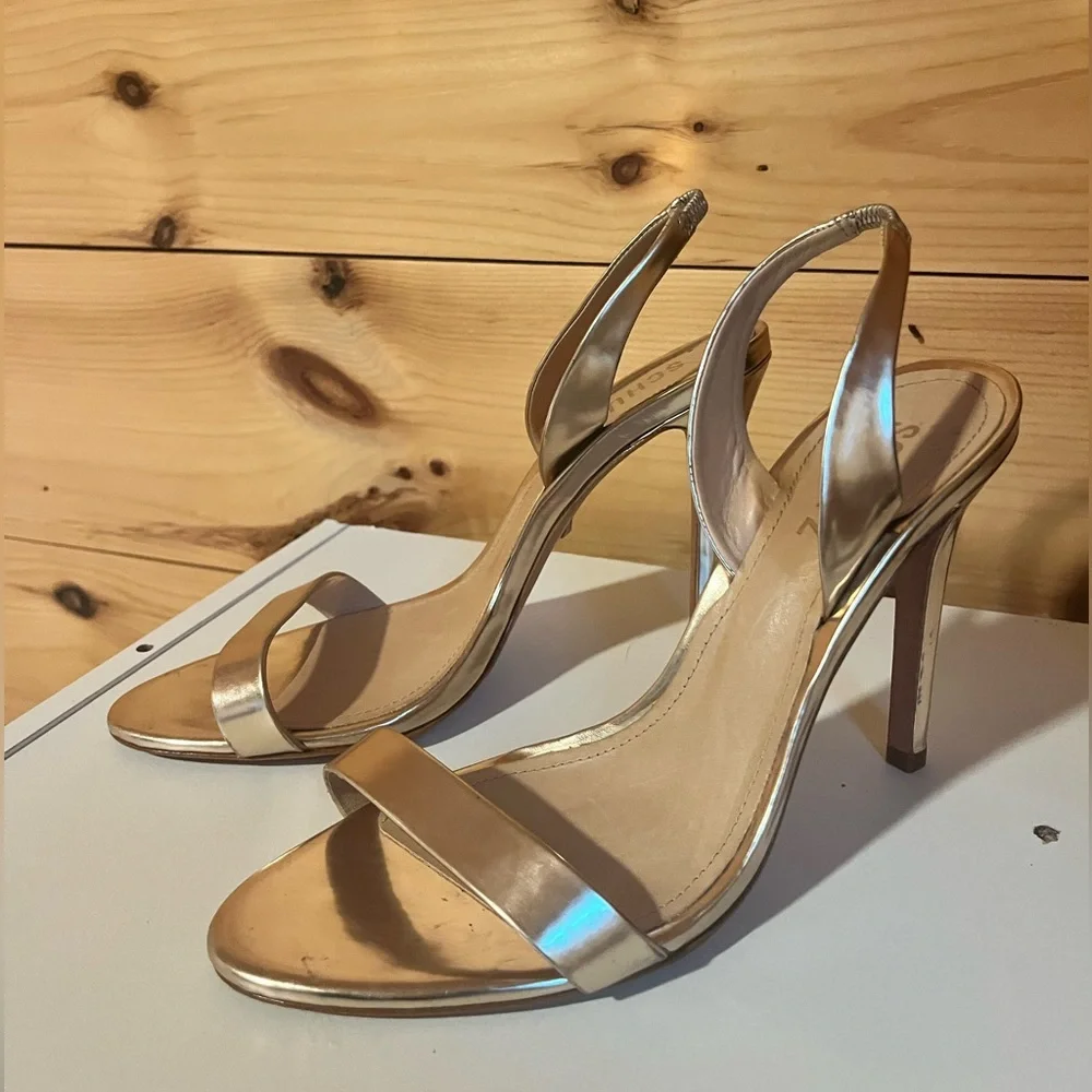 SCHUTZ Luraine Gold High-Heeled Sandals - Picture 1 of 3